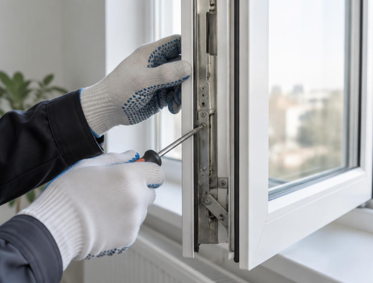 Detailarbeit an einem Fensterbeschlag
